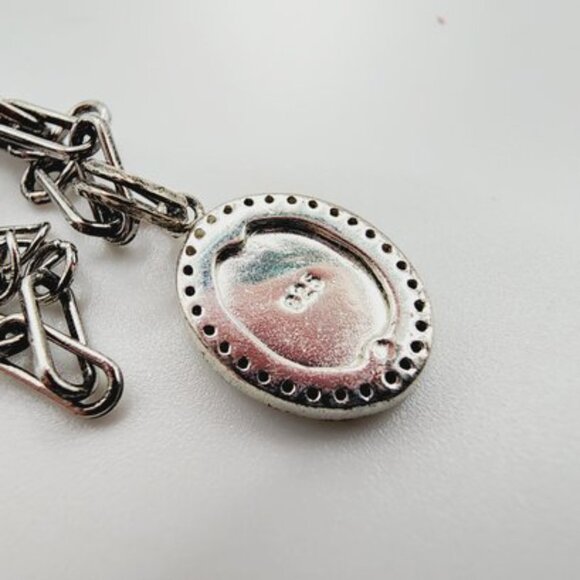 Sterling Silver Paperclip Chain Bracelet Miraculous Medal Religious Pendant - Picture 4 of 6